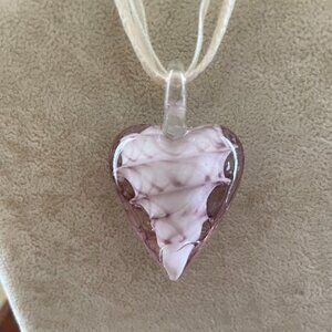 Pink Blown Glass Heart Pendant